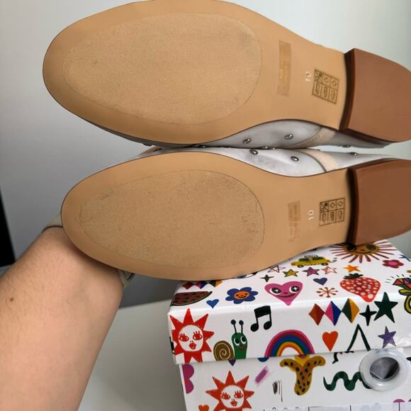 New Jeffrey Campbell Cream Beige Mesh Studd Flats Suede Piping Women's size 10 - Picture 6 of 8